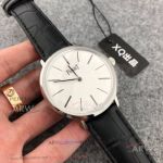 Perfect Replica Piaget White Dial Black Leather Strap 42mm Watch